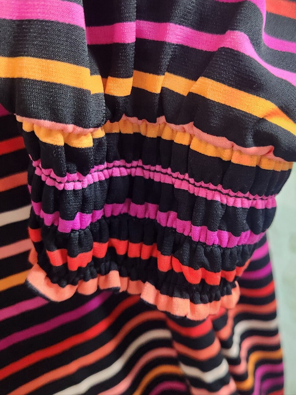 WORTHINGTON Cold Shoulder Striped Polyester Top - Picture 6 of 10